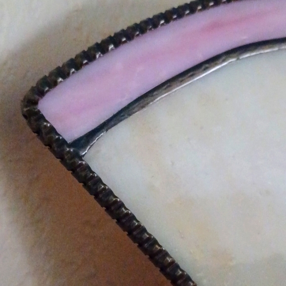 Vintage Victorian Fan Lamp Metal & Glass Art Tiffany Style Pink and White - Picture 3 of 8